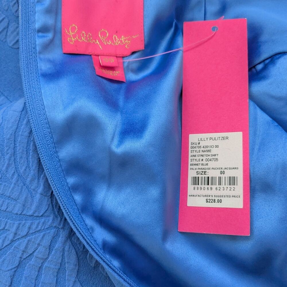 NWT Lilly Pulitzer $228 ARIE STRETCH SHIFT Palm Paradise Bennet Blue Dress - Picture 7 of 7